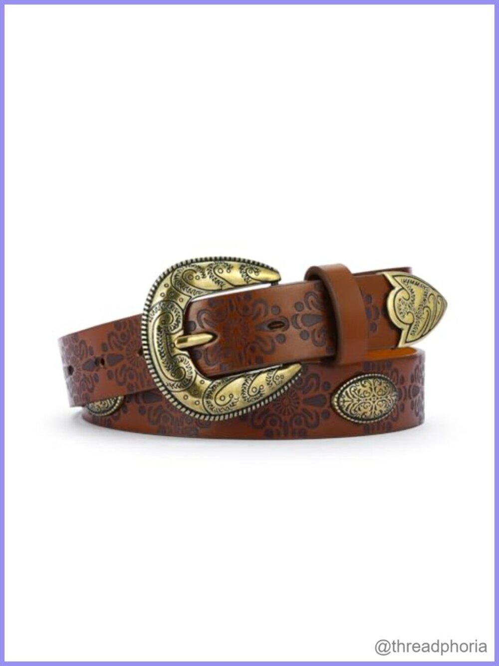 Hihope Western Belt with Gold-Tone Buckle Synthetic Leather